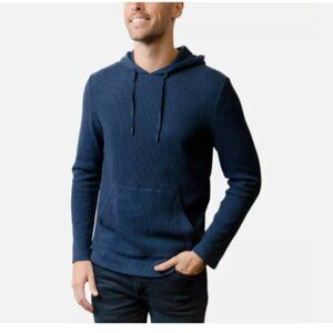 NEW Mens Sweater Small Waffle Knit Hoodie Blue